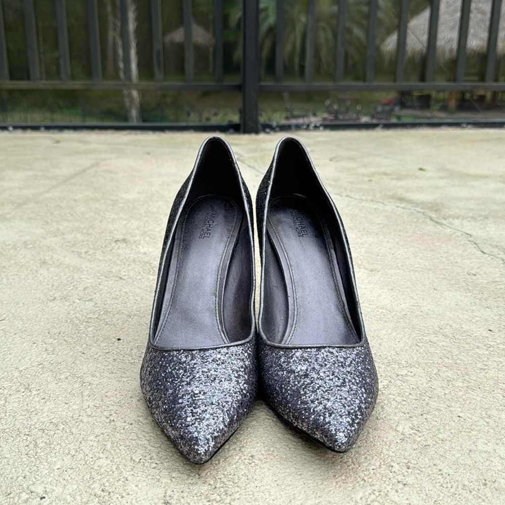 Micheal kors grey bedazzled heels